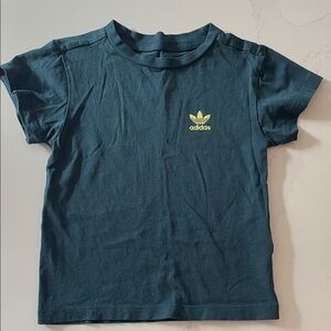Adidas Kids Dark Teal T-Shirt with Yellow Logo